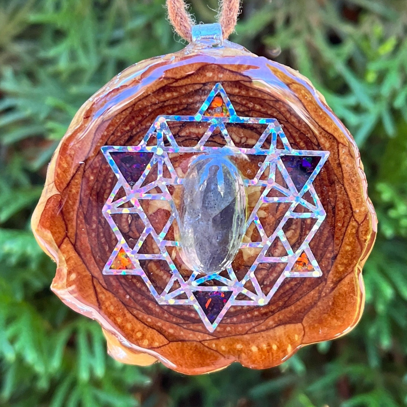 Labradorite & Crushed Opal with 64 Star Tetrahedron