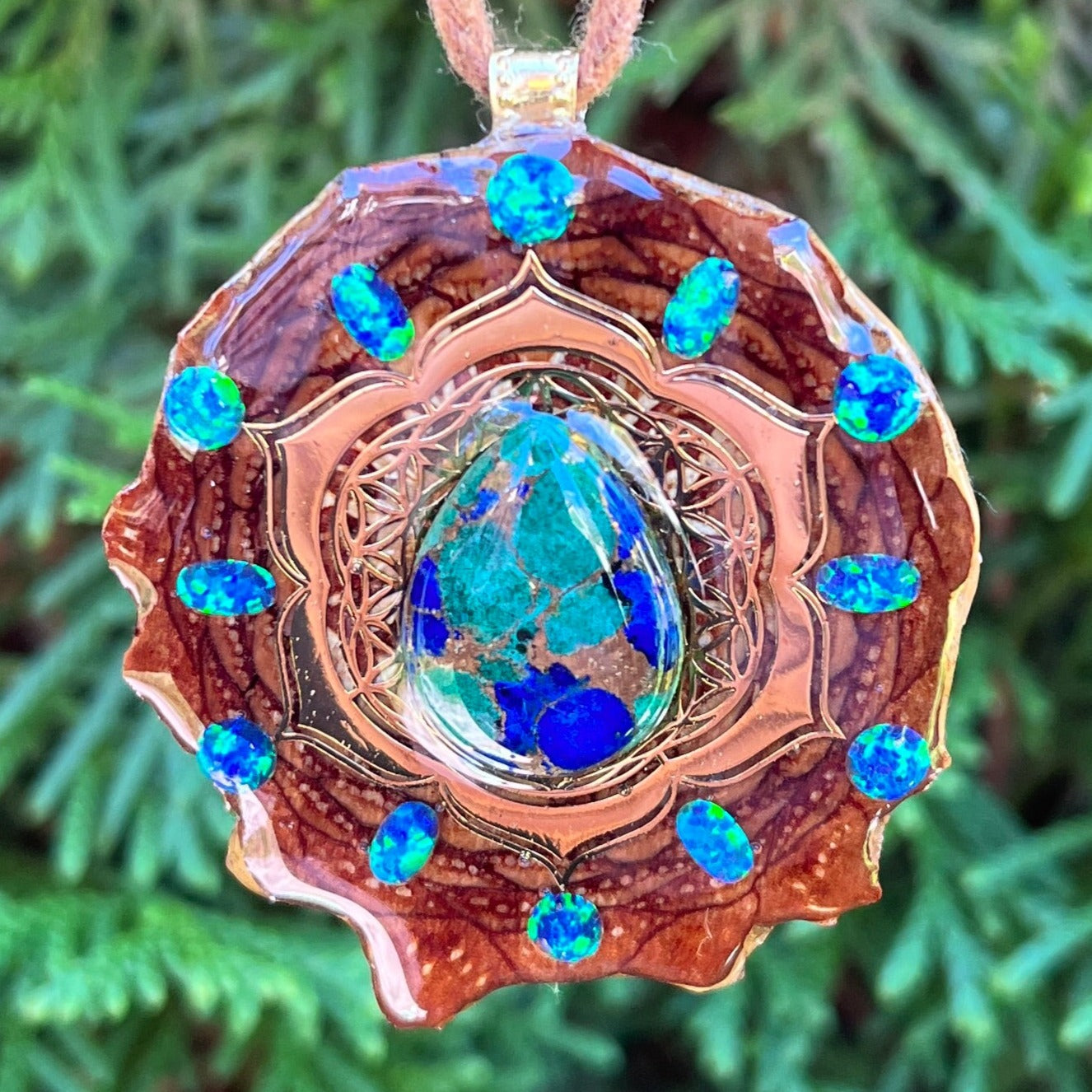 Azurite Malachite & Opal with Mandala