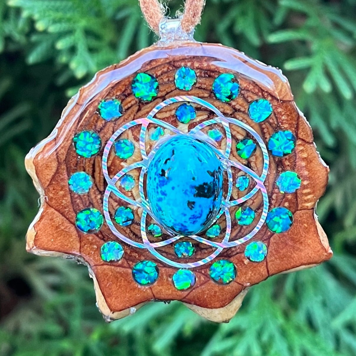 Chrysocolla & Crushed Opal and Seed Of Life