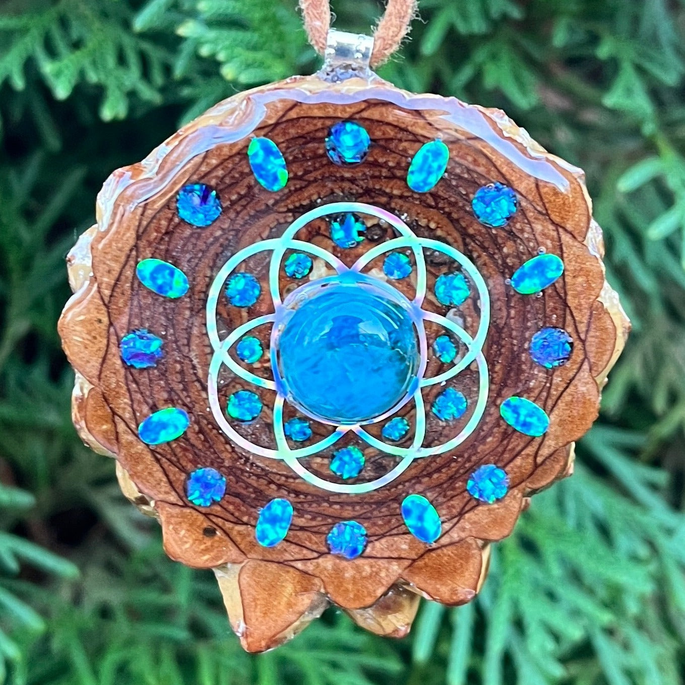 Chrysocolla & Opal with Crushed Opal & Seed of Life