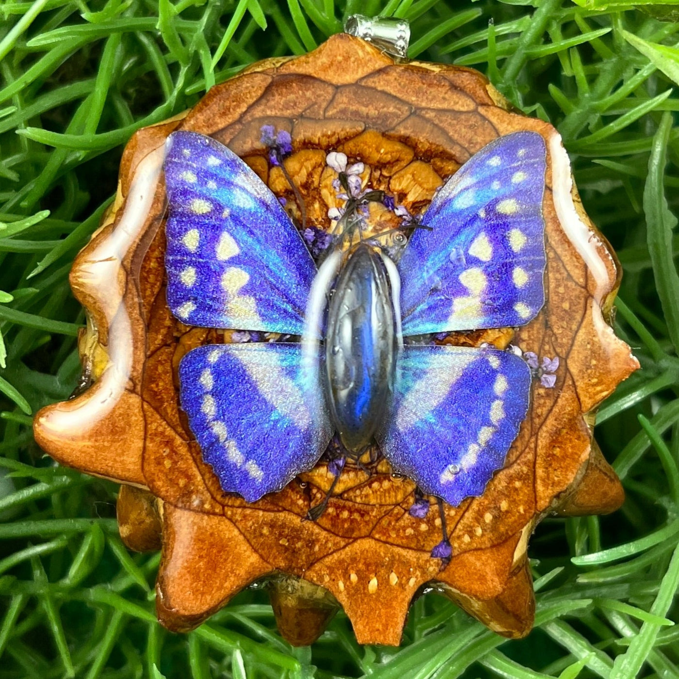 Butterfly and Labradorite with Flowers