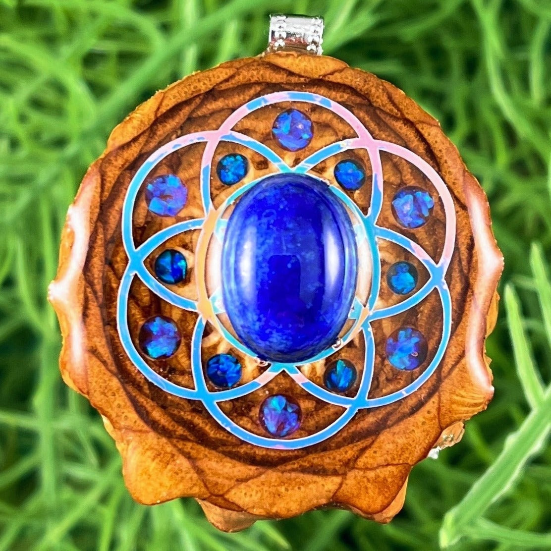 Lapis Lazuli with Crushed Opal & Seed of Life