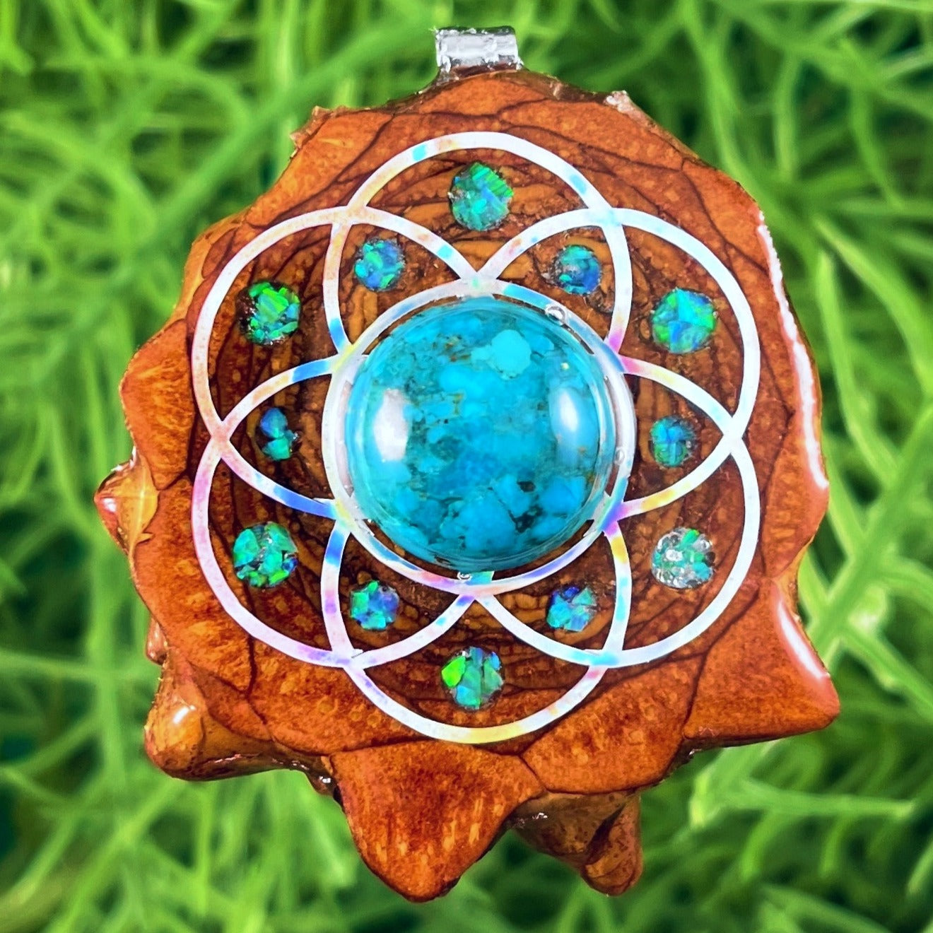 Turquoise with Crushed Opal & Seed of Life