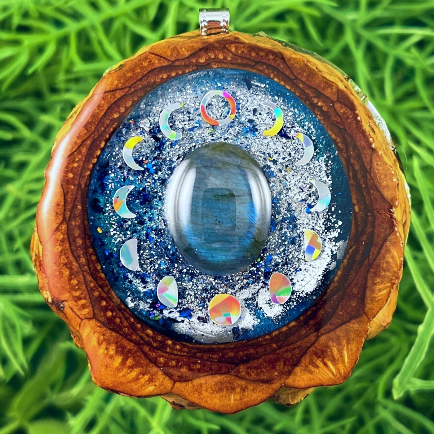 Galaxy with Labradorite & Moon Phase