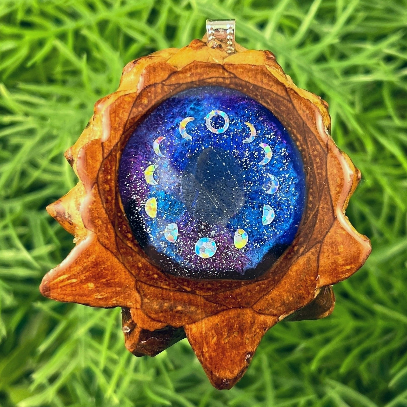 Galaxy with Labradorite & Moon Phase