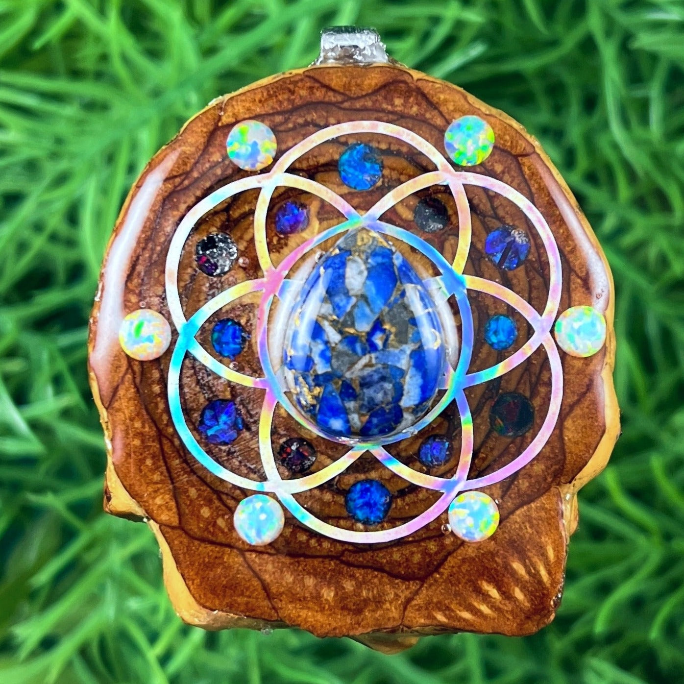 Lapis Lazuli & Opal with Crushed Opal & Seed of Life