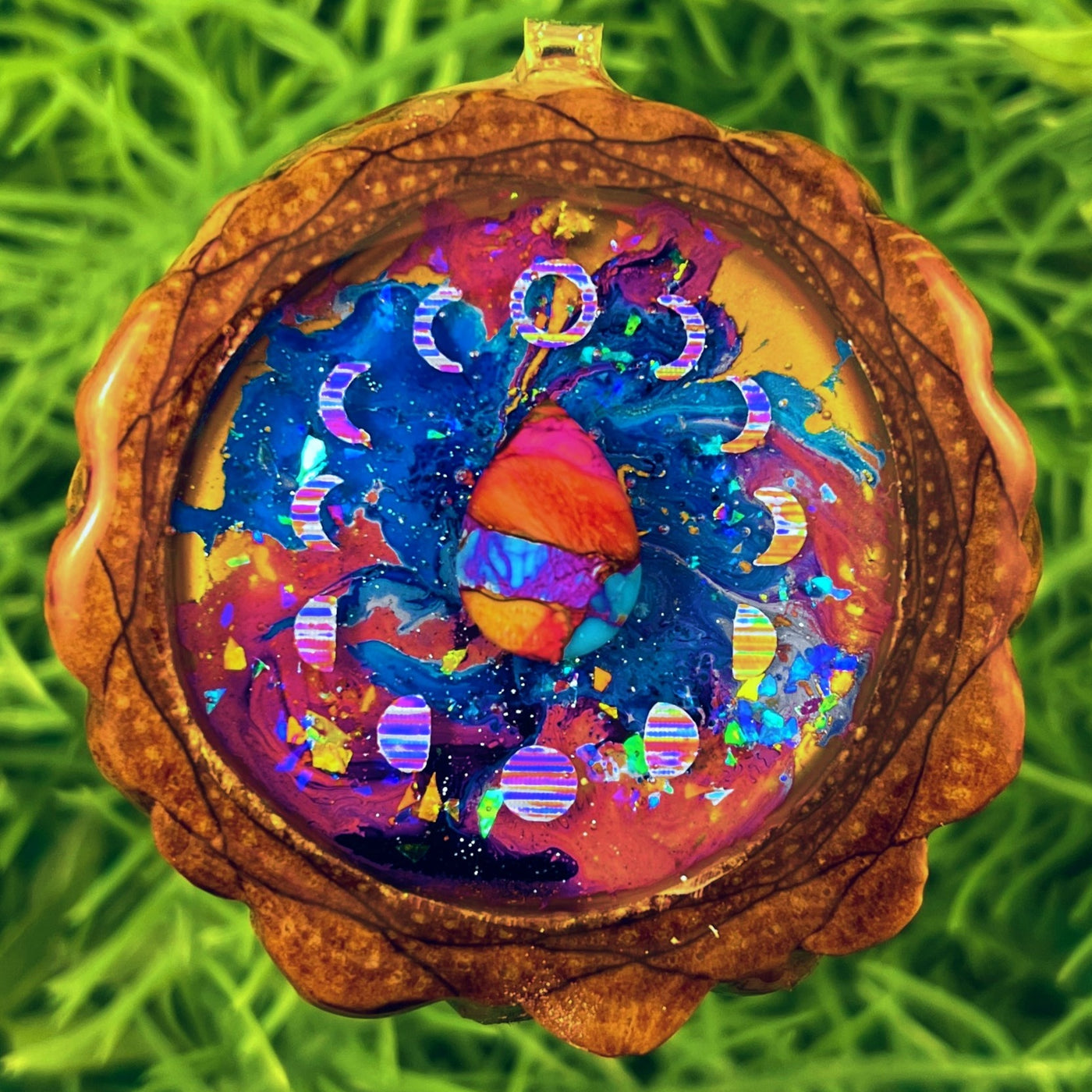 Galaxy with Spiny Oyster Turquoise and Moon Phases