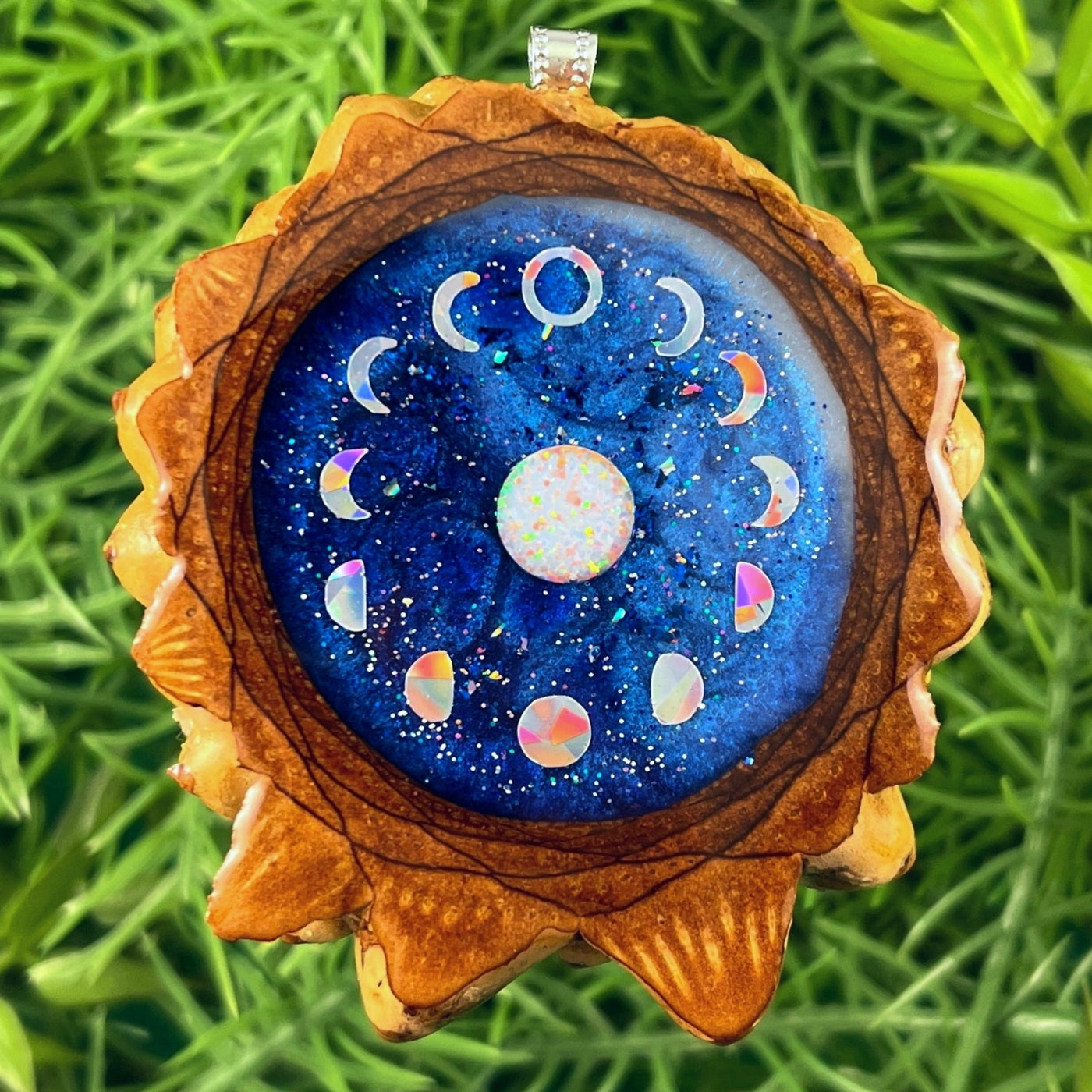 Galaxy with Opal with Butterfly & Moon Phase