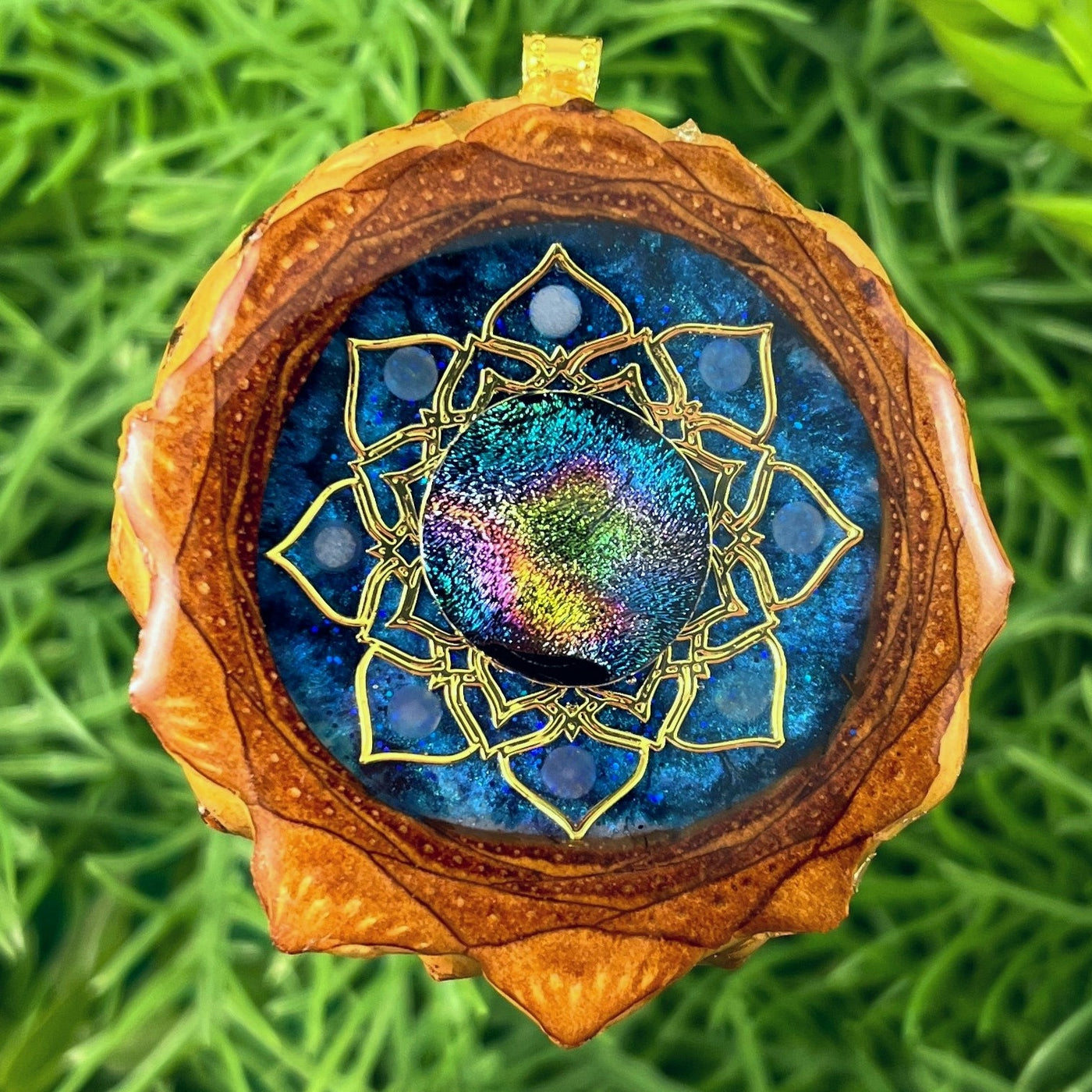 Galaxy with Labradorite & Dichroic Glass with Mandala