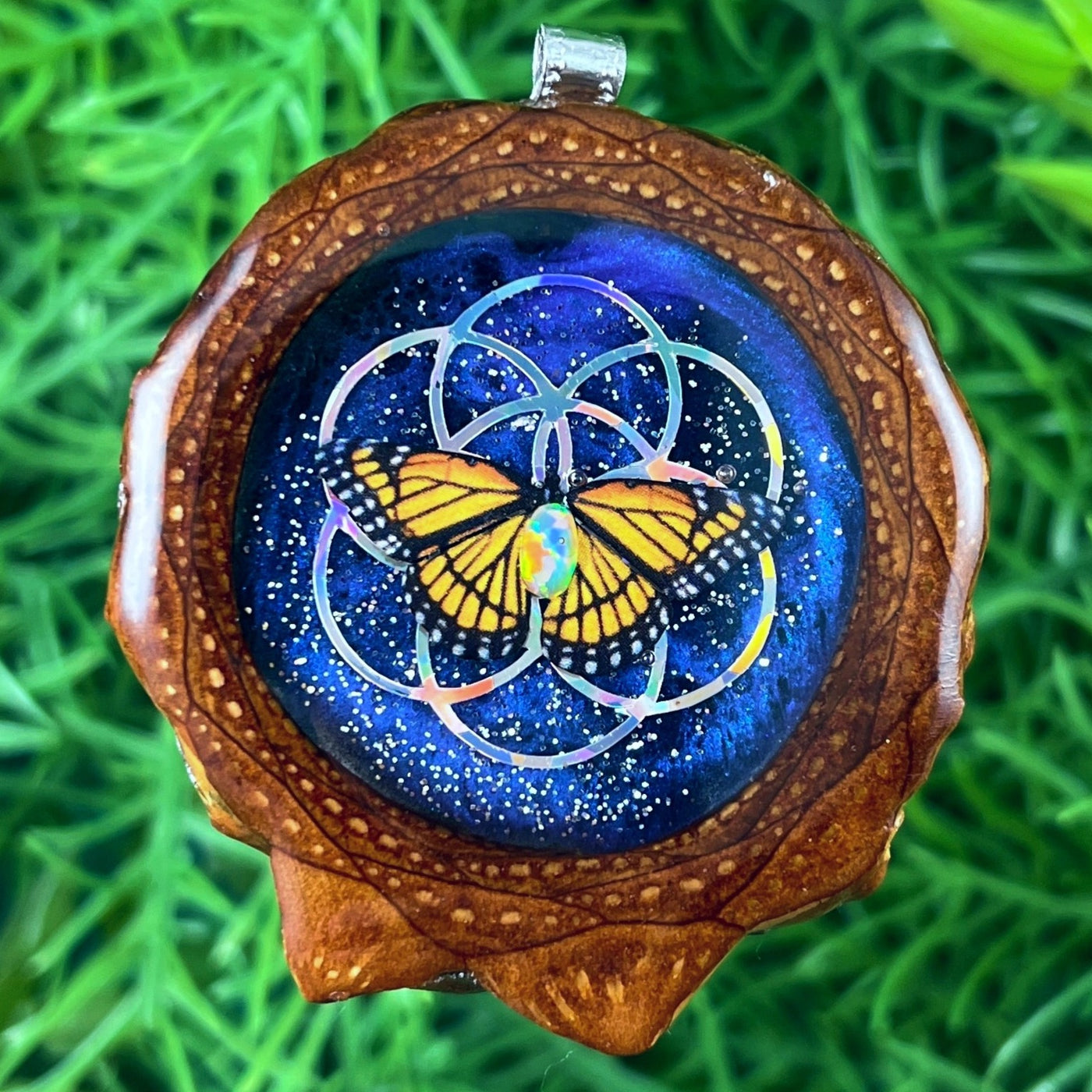 Galaxy & Opal with Butterfly & Seed of Life