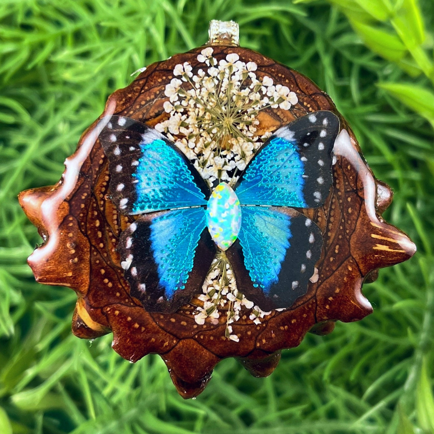 Butterfly with Opal and Flowers