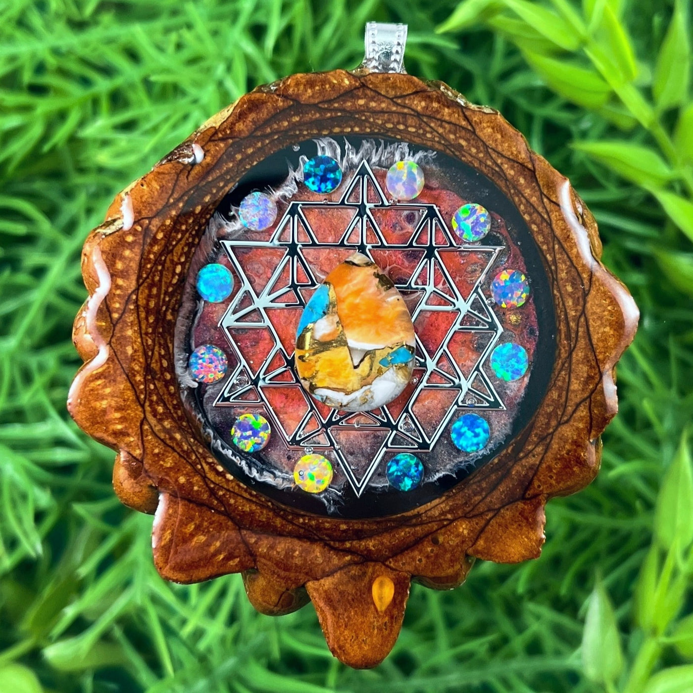 Supernova with Spiny Oyster Turquoise & Opal with 64 Star Tetrahedron