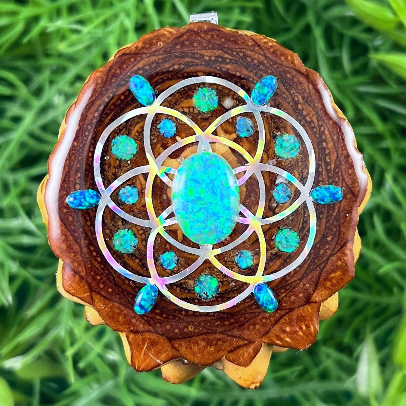 Opal with Crushed Opal & Seed of Life