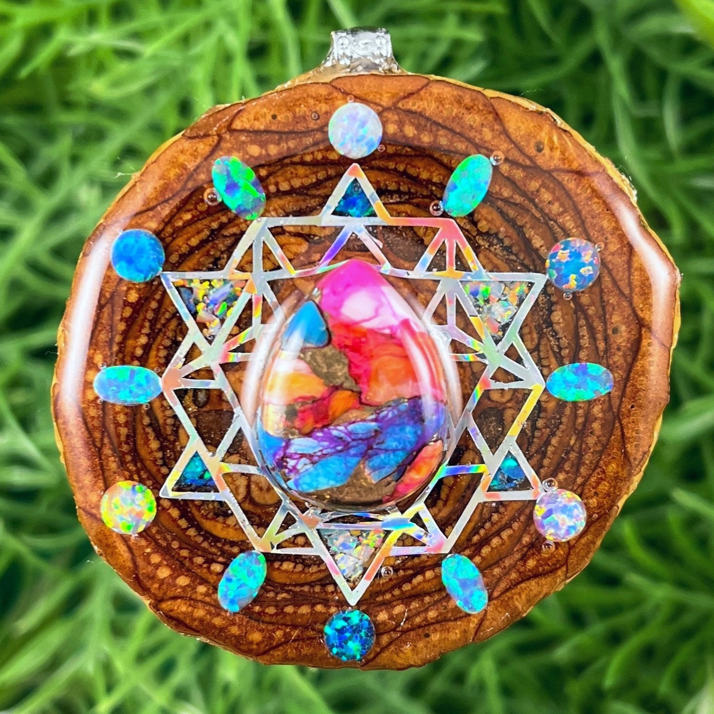 Spiny Oyster Turquoise & Opal with Crushed Opal & 64 Star Tetrahedron