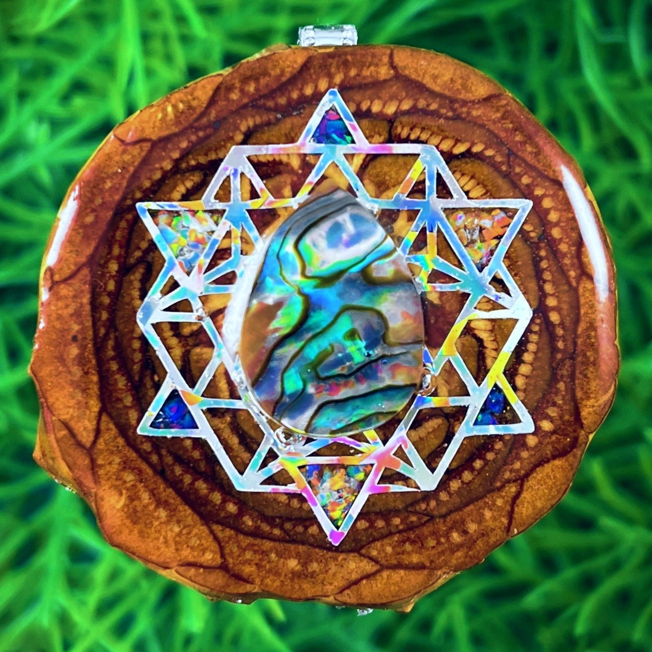 Abalone & Crushed Opal with 64 Star Tetrahedron