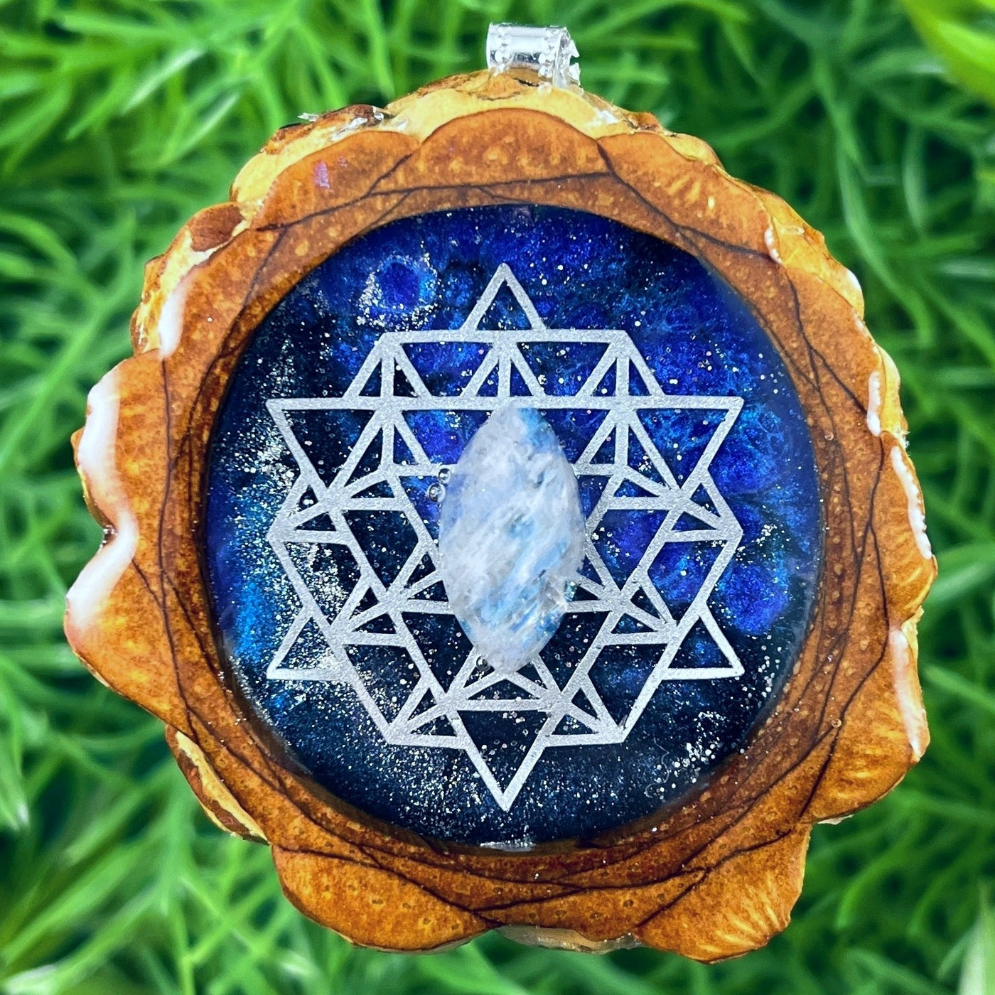 Galaxy with Moonstone & 64 Star Tetrahedron