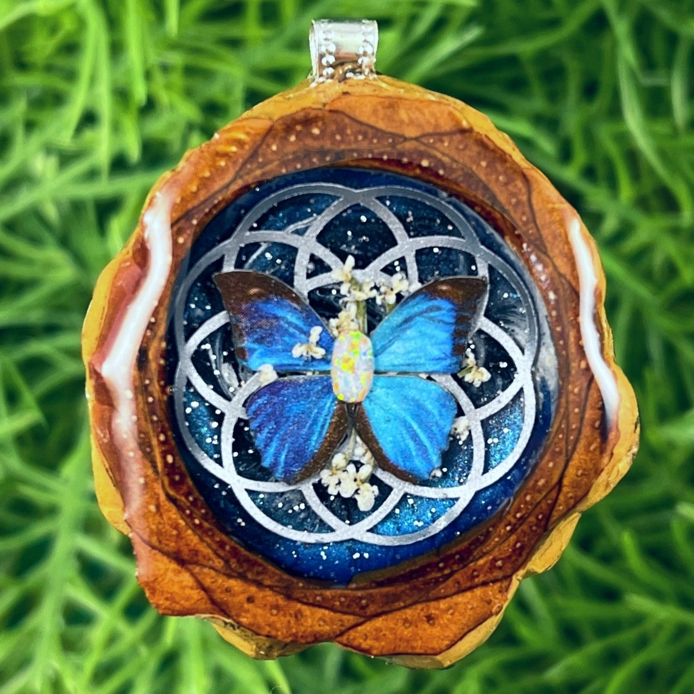 Galaxy & Opal with Butterfly & Seed of Life