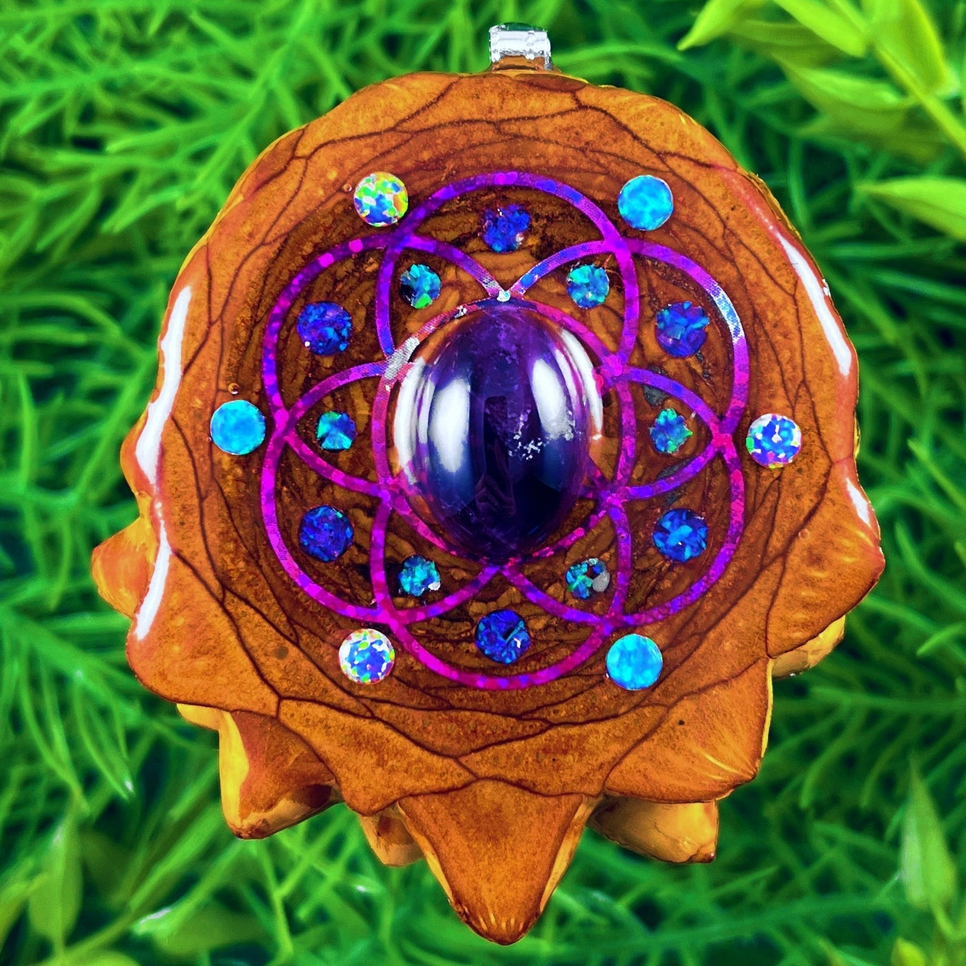 Amethyst and Opal & Crushed Opal with Seed of Life