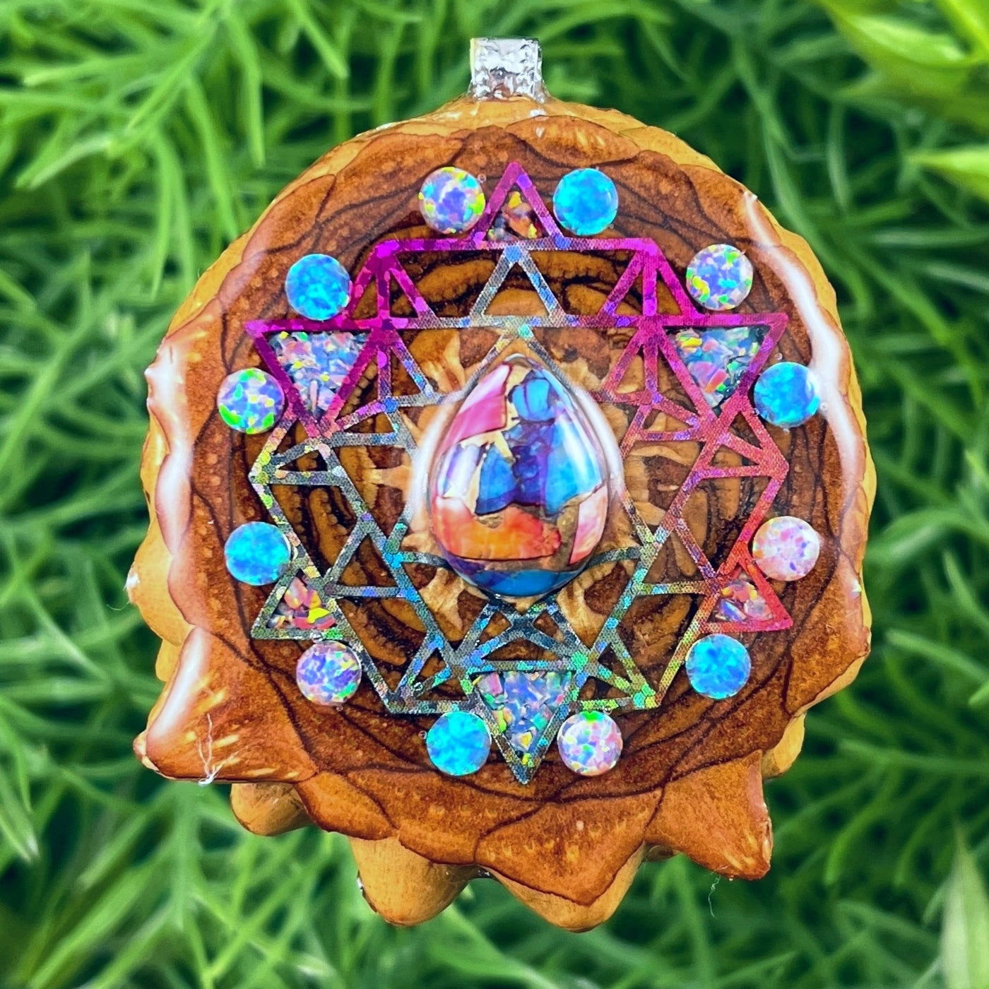 Spiny Oyster Turquoise & Opal with Crushed Opal & 64 Star Tetrahedron