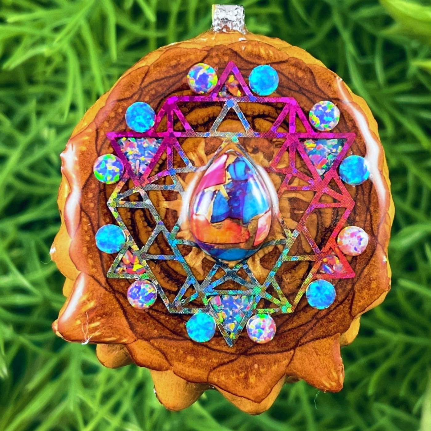 Spiny Oyster Turquoise & Opal with Crushed Opal & 64 Star Tetrahedron