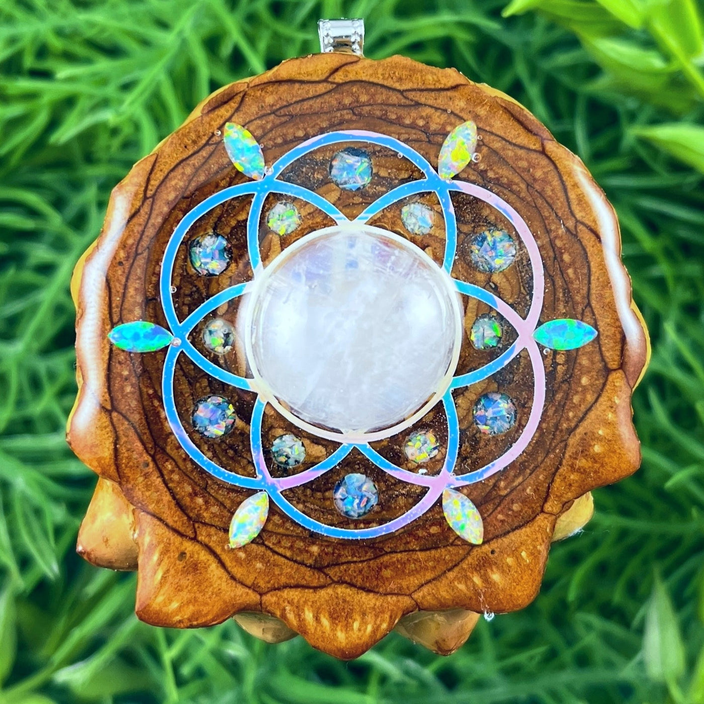 Moonstone & Opal with Crushed Opal & Seed of Life