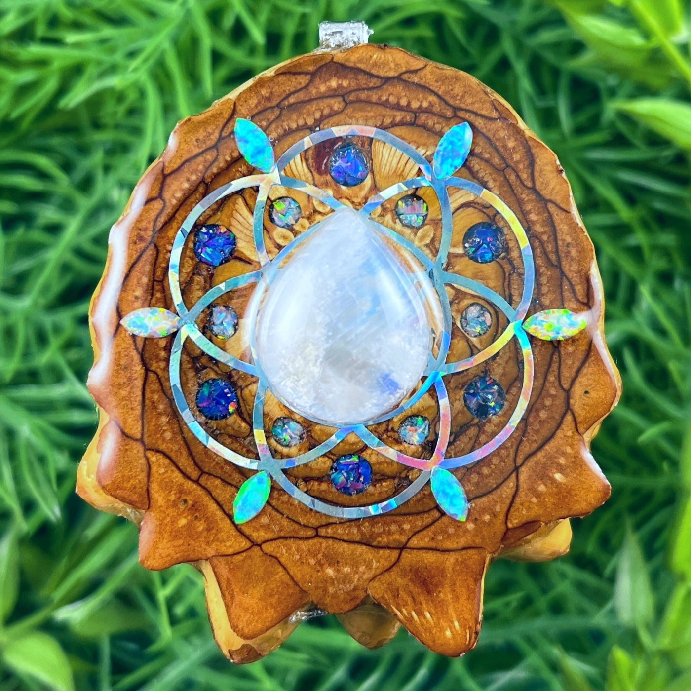 Moonstone & Opal with Crushed Opal & Seed of Life