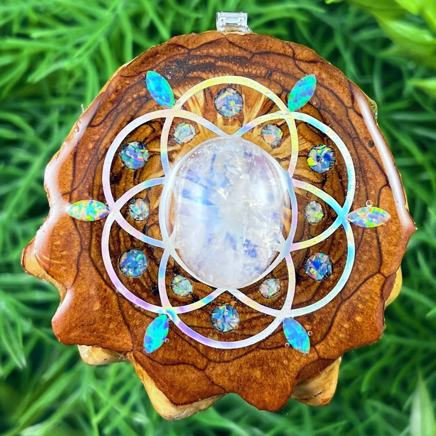 Moonstone & Opal with Crushed Opal & Seed of Life