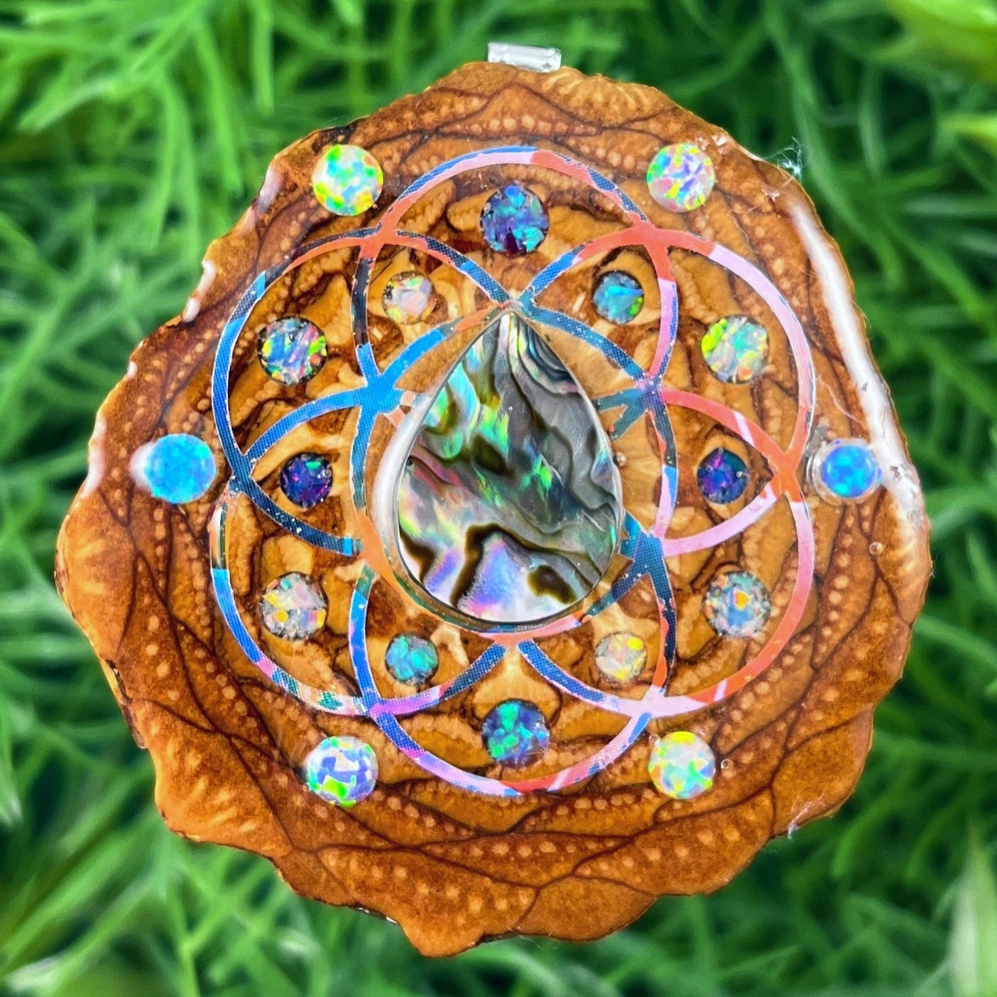 Abalone & Opal with Crushed Opal & Seed of Life