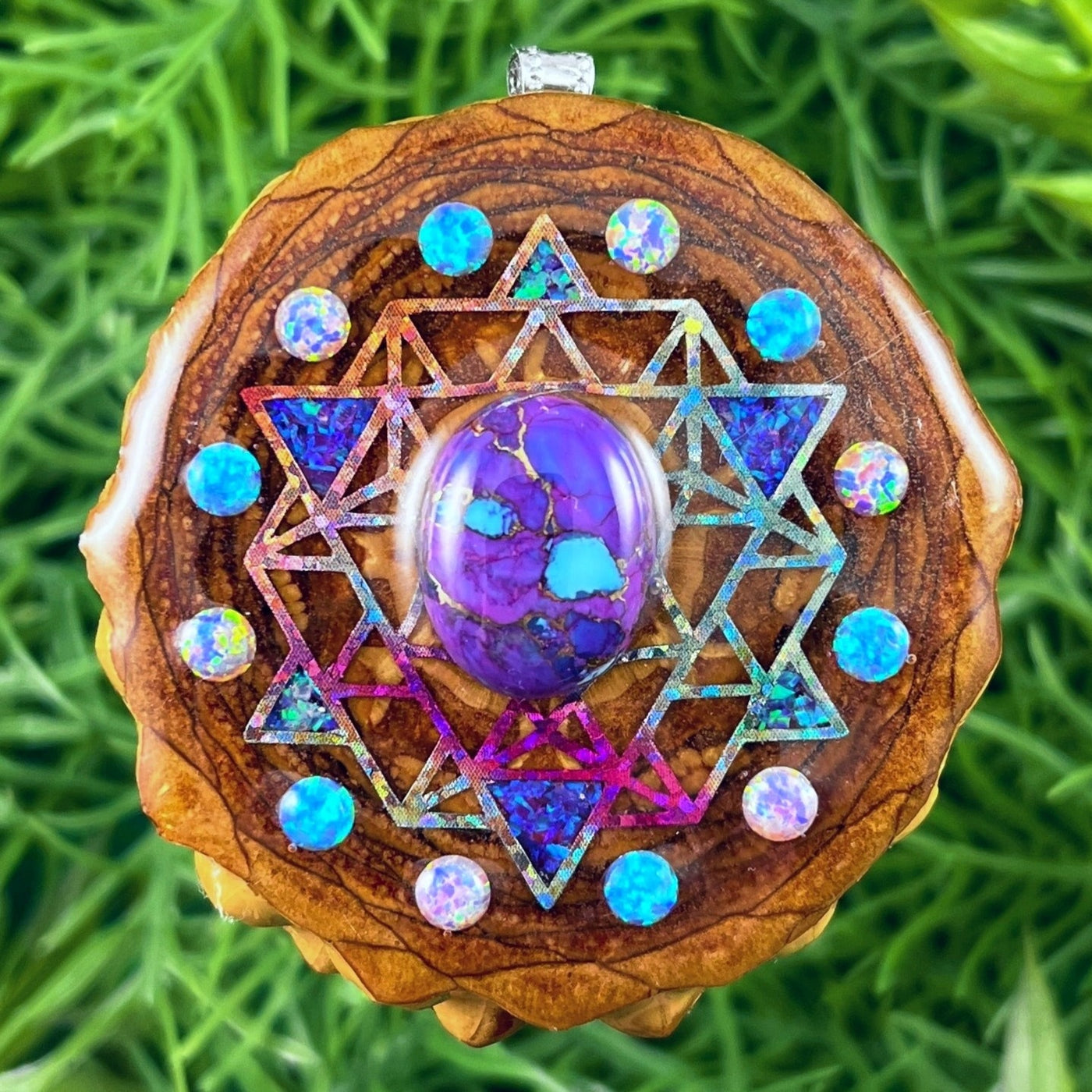 Purple Mohave Turquoise & Opal with Crushed Opal & 64 Star Tetrahedron