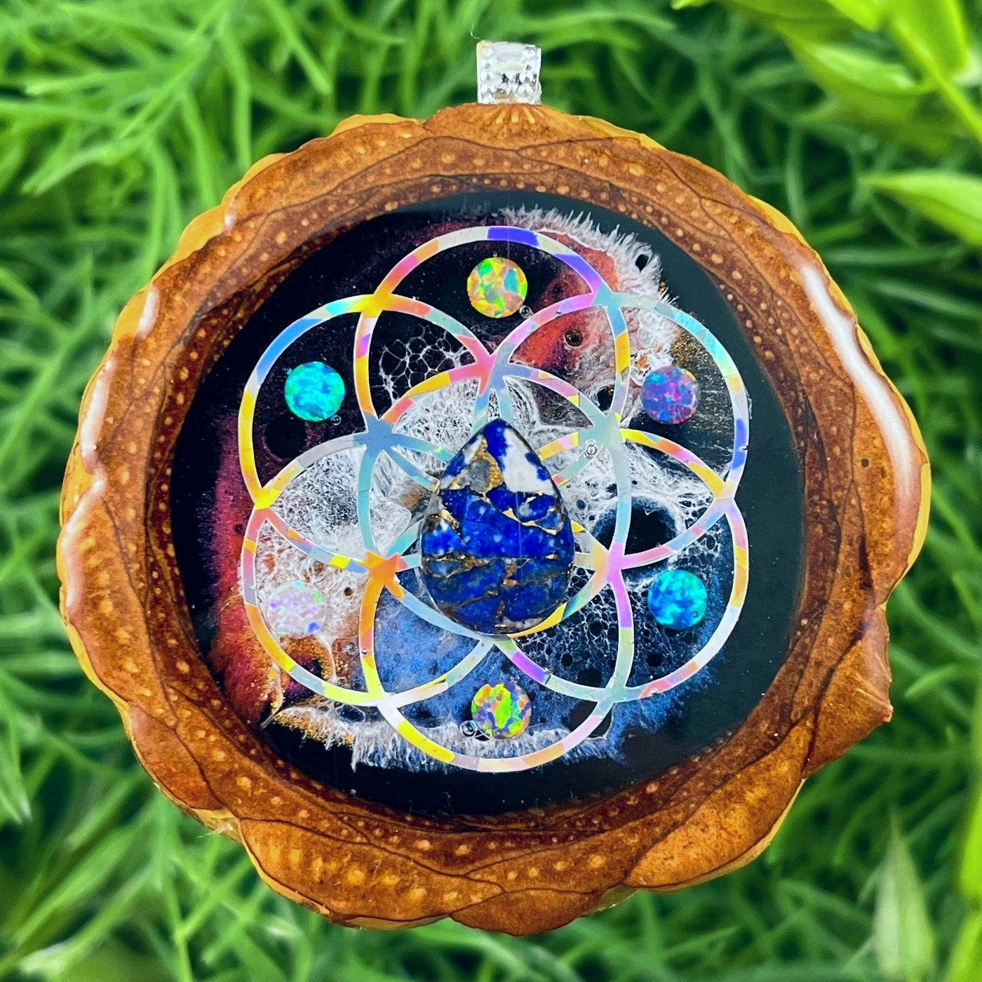 Supernova with Lapis Lazuli & Opal with Seed of Life