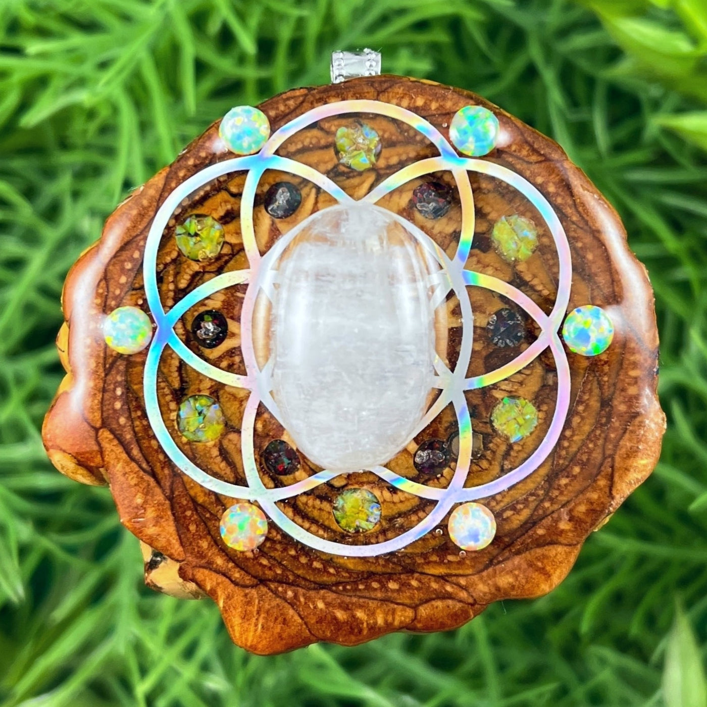 Moonstone & Opal with Crushed Opal & Seed of Life