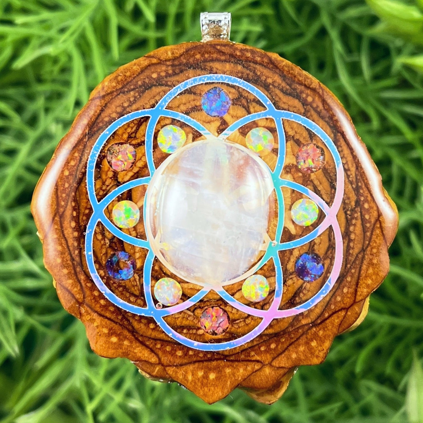 Moonstone & Opal with Crushed Opal & Seed of Life