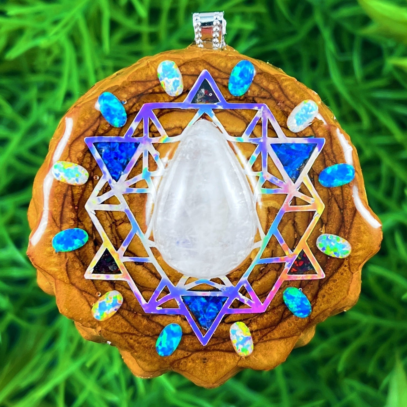 Moonstone & Opal with Crushed Opal & 64 Star Tetrahedron