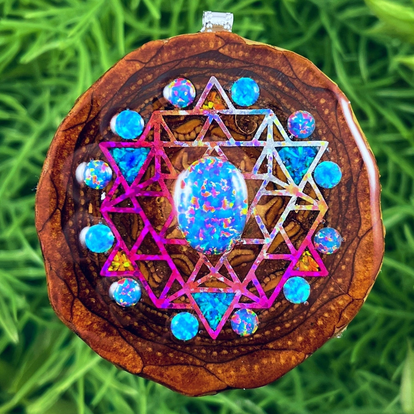 Opal with Crushed Opal & 64 Star Tetrahedron