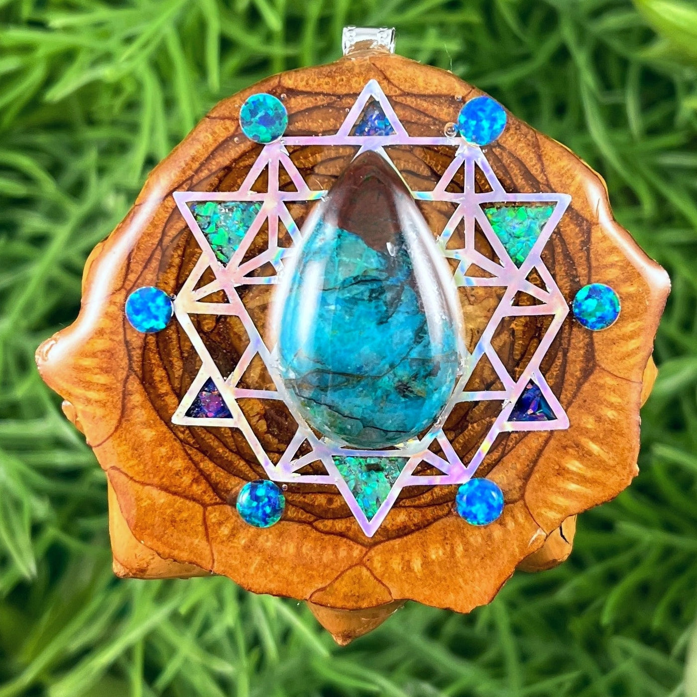 Azurite with Crushed Opal & 64 Star Tetrahedron