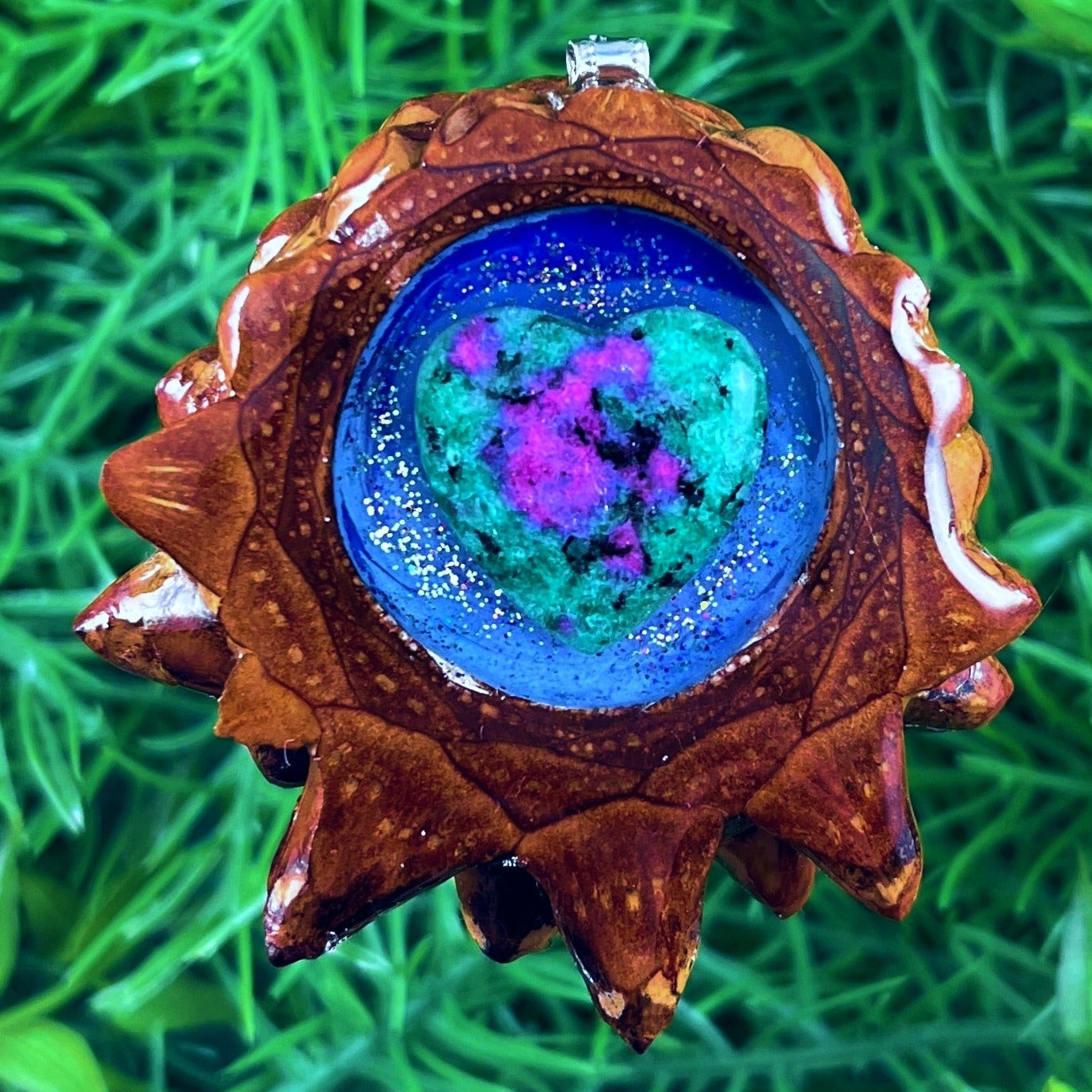 Galaxy with Ruby Zoisite Heart