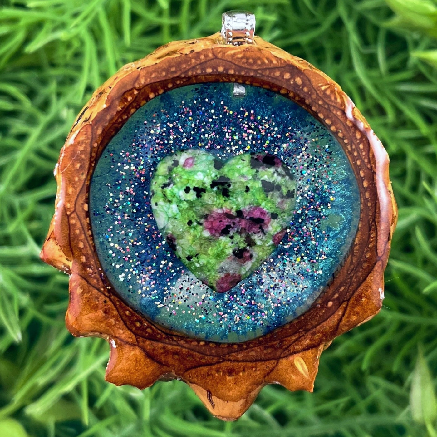 Galaxy with Ruby Zoisite Heart