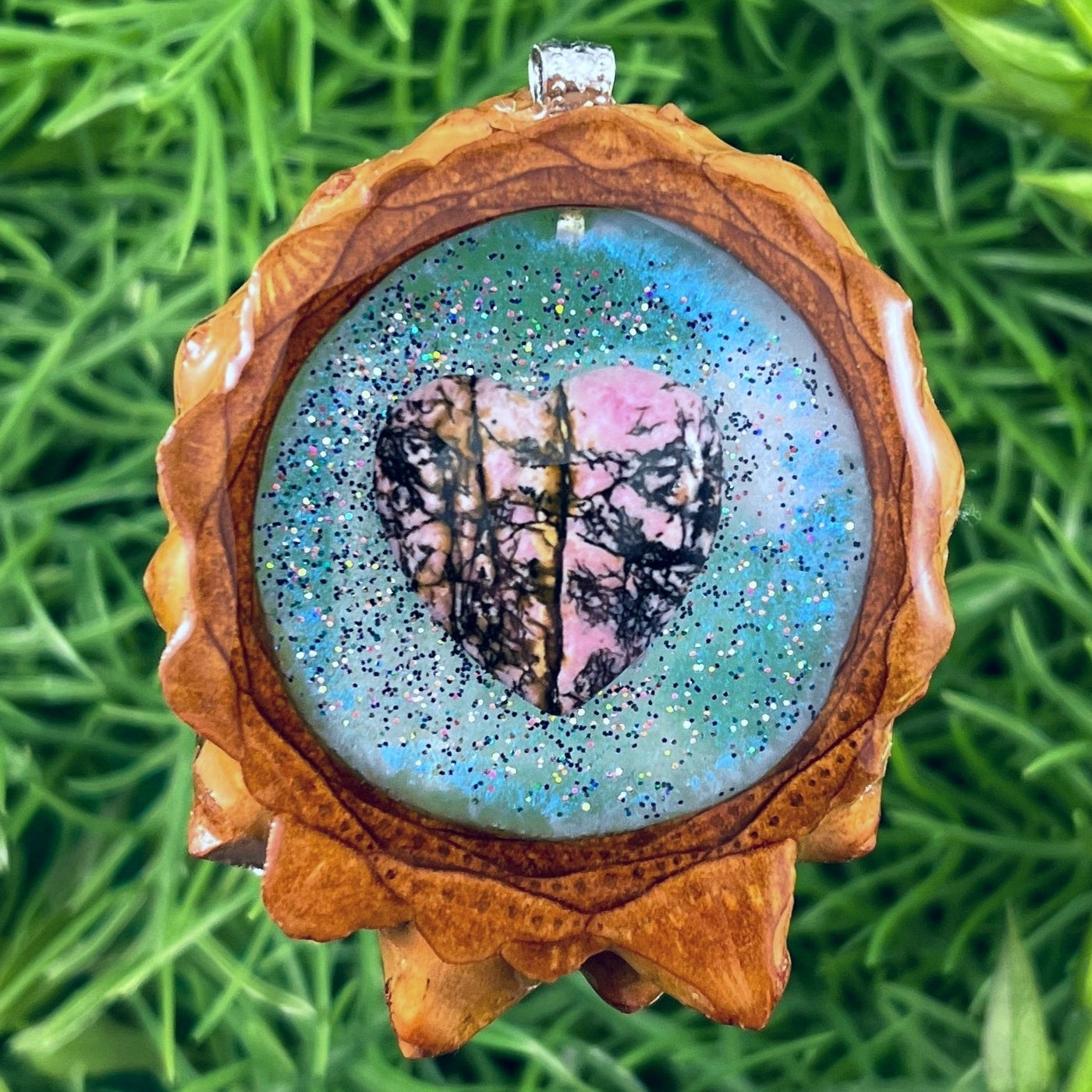 Galaxy with Rhodonite Heart