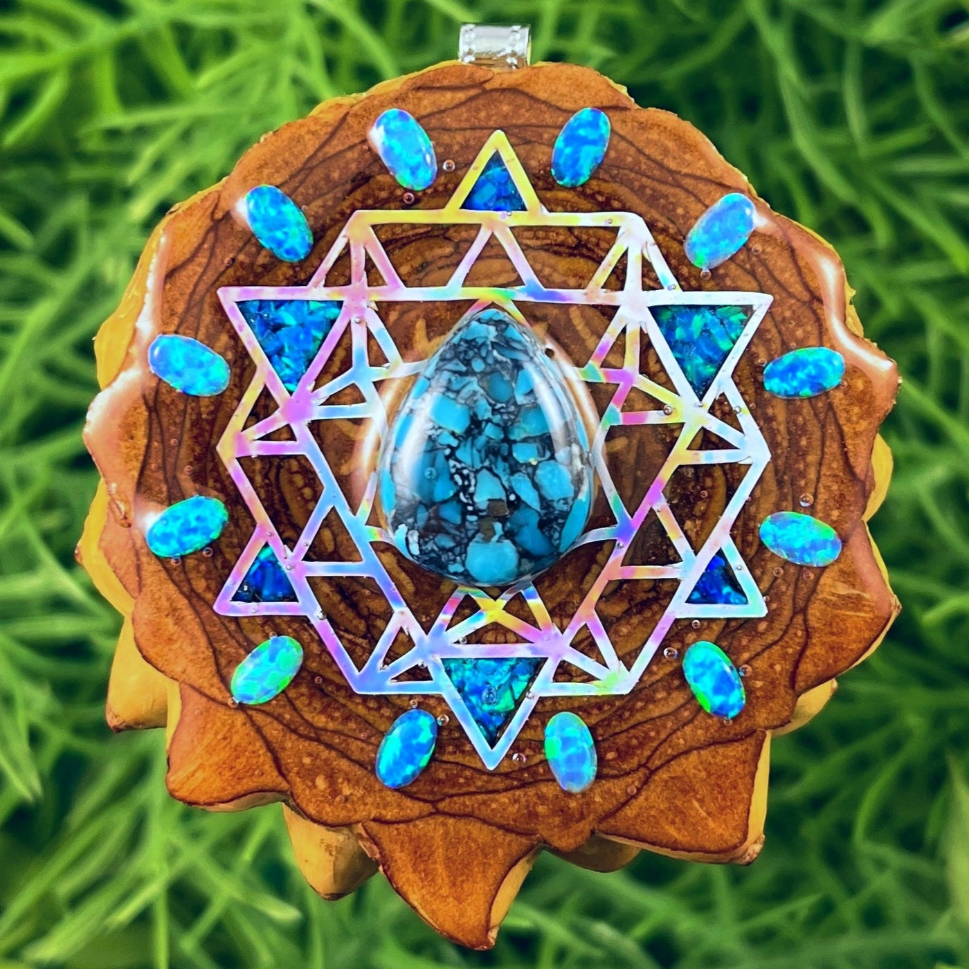 Tibetan Turquoise & Opal and Crushed Opal with 64 Star Tetrahedron