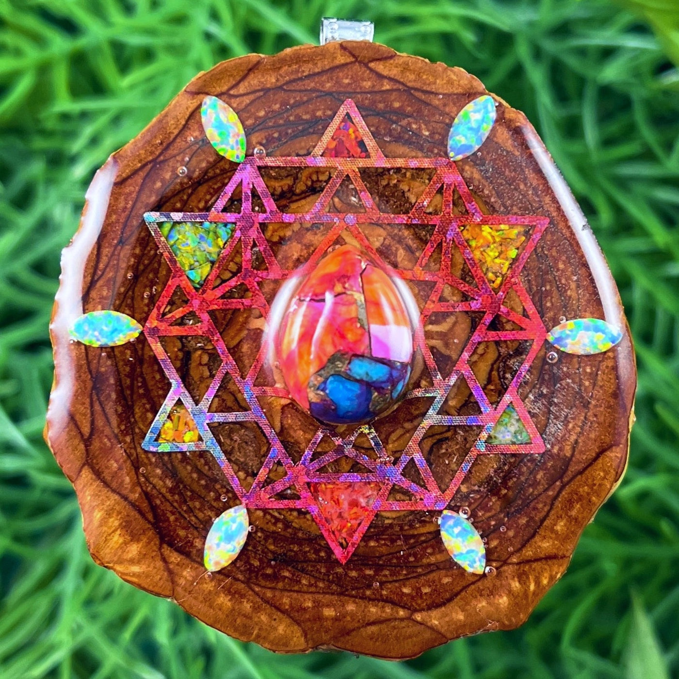 Spiny Oyster Turquoise & Opal with Crushed Opal & 64 Star Tetrahedron