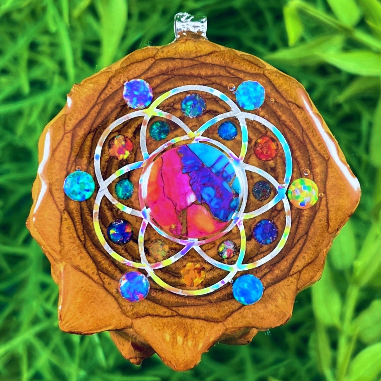 Spiny Oyster Turquoise & Opal with Crushed Opal & Seed of Life