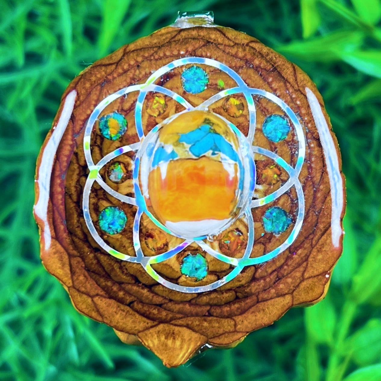 Spiny Oyster Turquoise & Opal with Crushed Opal & Seed of Life