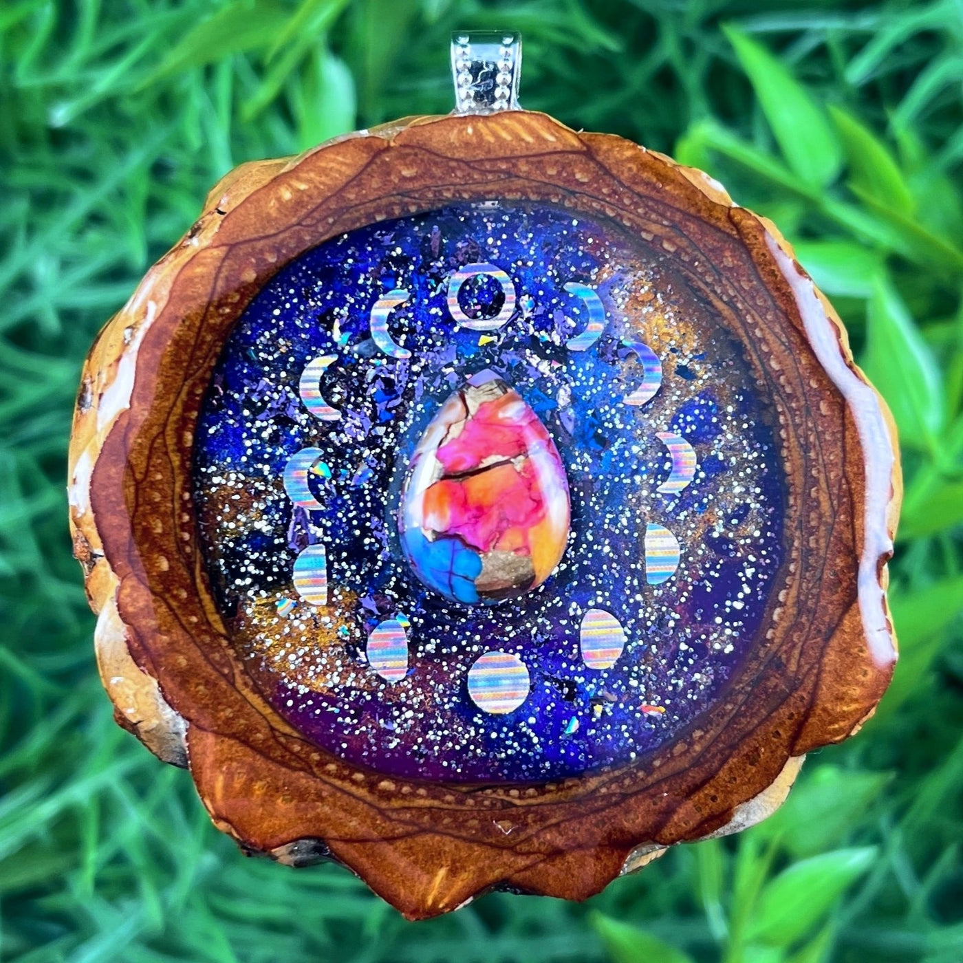 Galaxy with Spiny Oyster Turquoise & Moon Phase