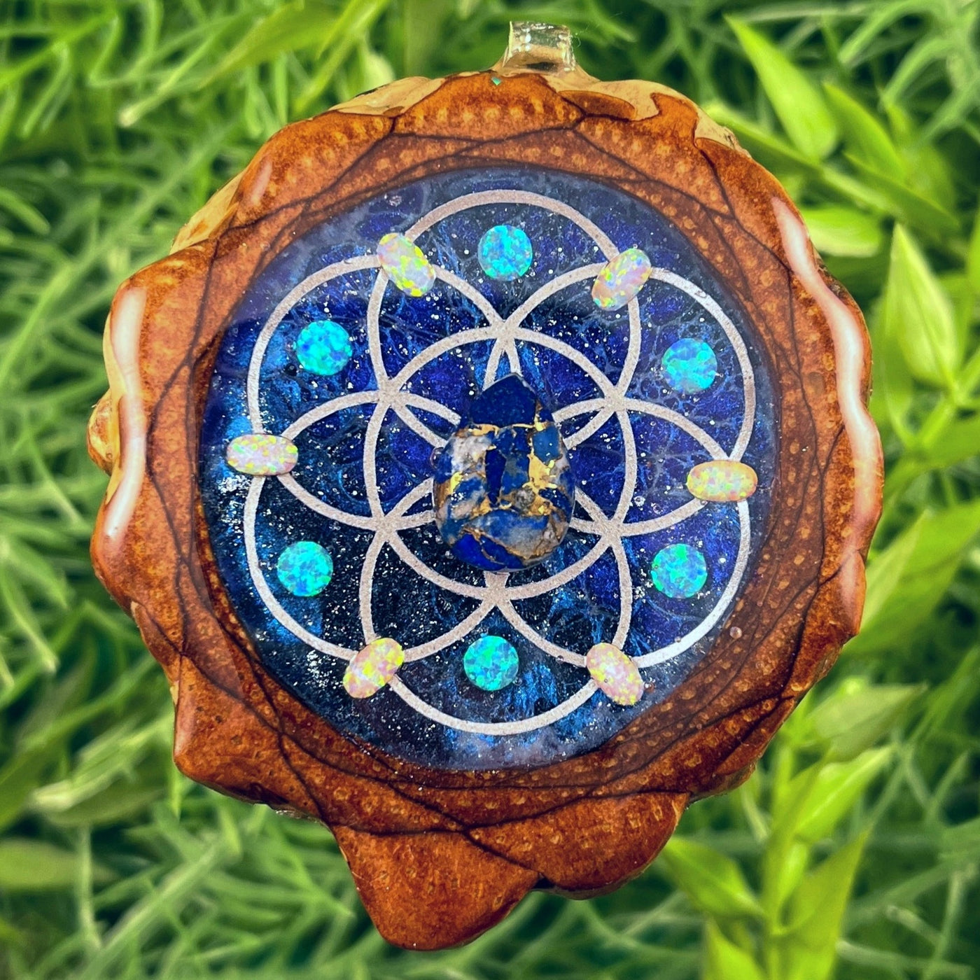 Galaxy with Lapis Lazuli & Opal with Seed of Life