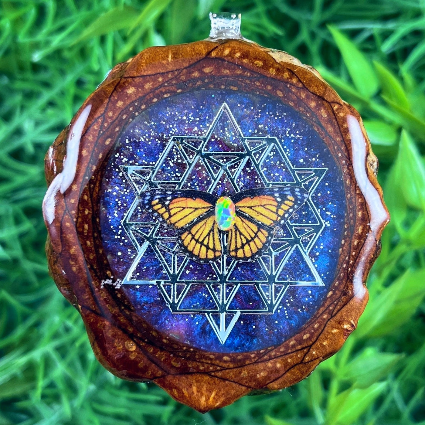 Galaxy with Opal & Butterfly with 64 Star Tetrahedron