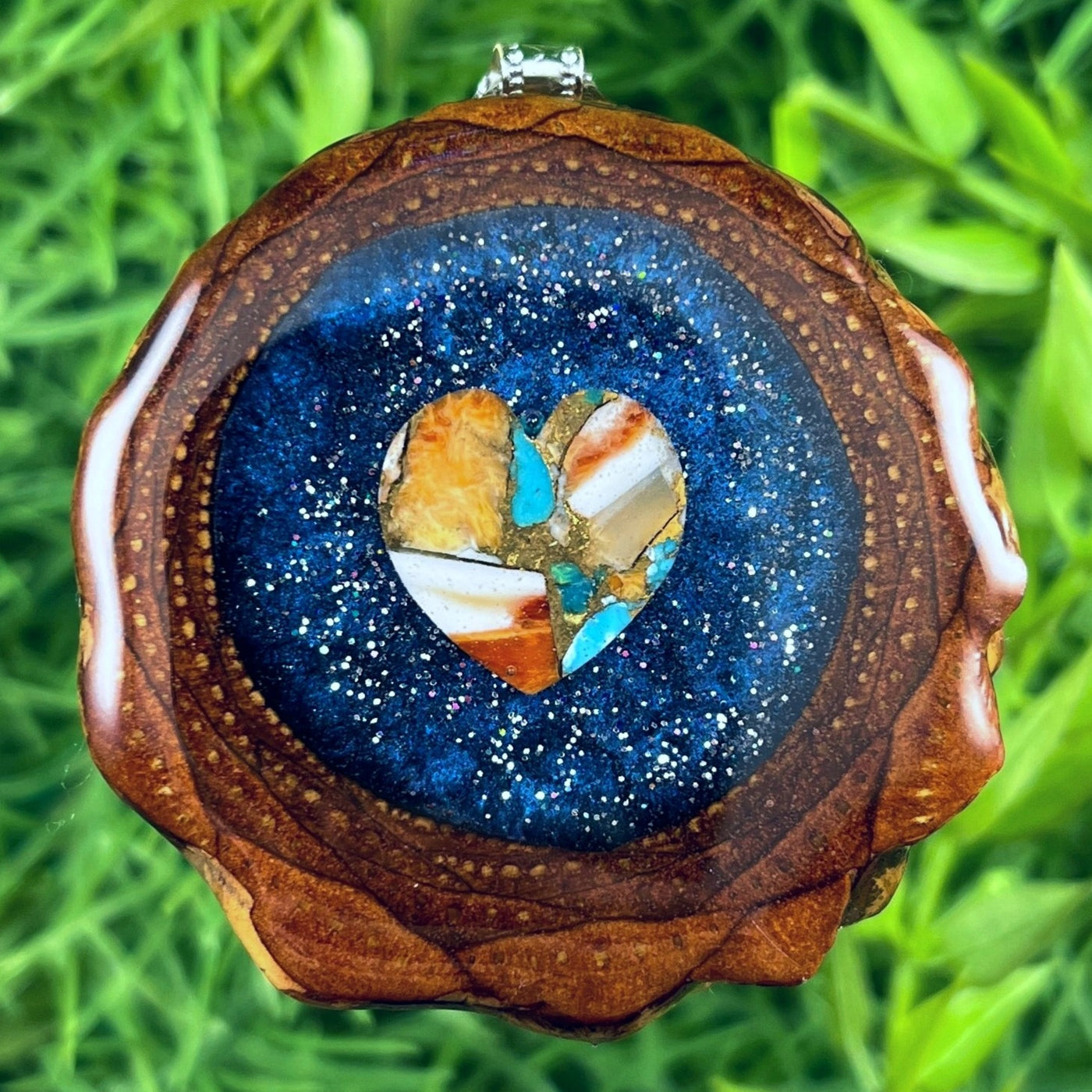 Galaxy with Spiny Oyster Turquoise Heart