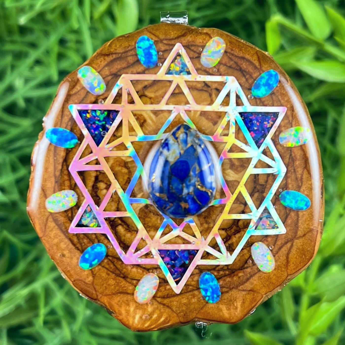 Lapis Lazuli & Opal with Crushed Opal & 64 Star Tetrahedron