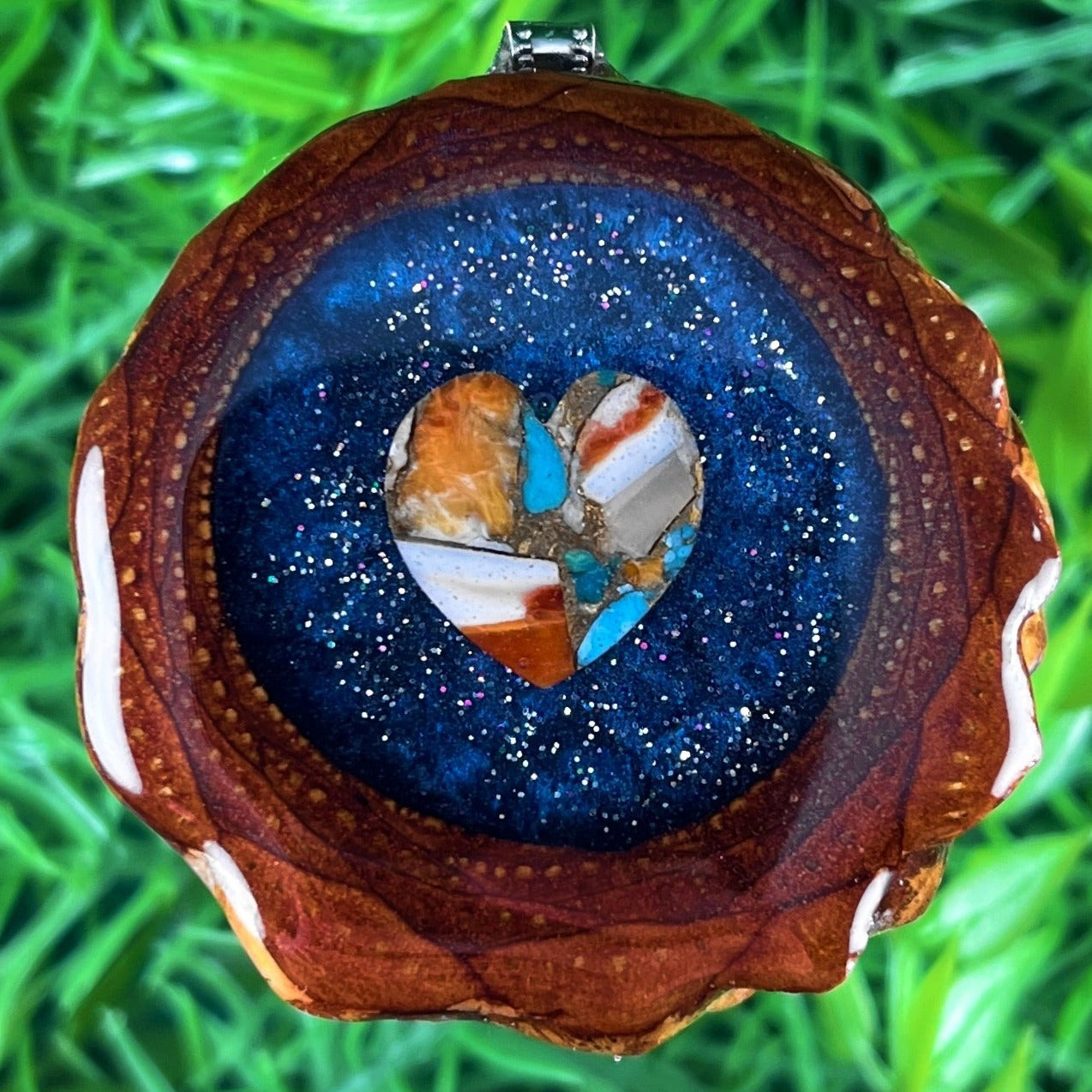 Galaxy with Spiny Oyster Turquoise Heart