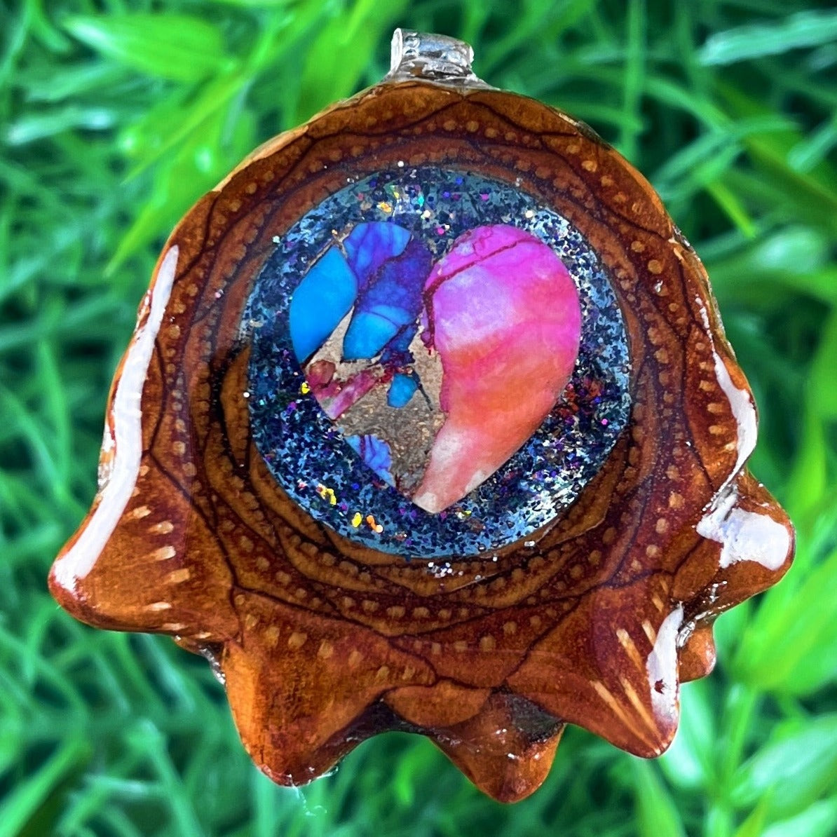 Galaxy with Spiny Oyster Turquoise Heart