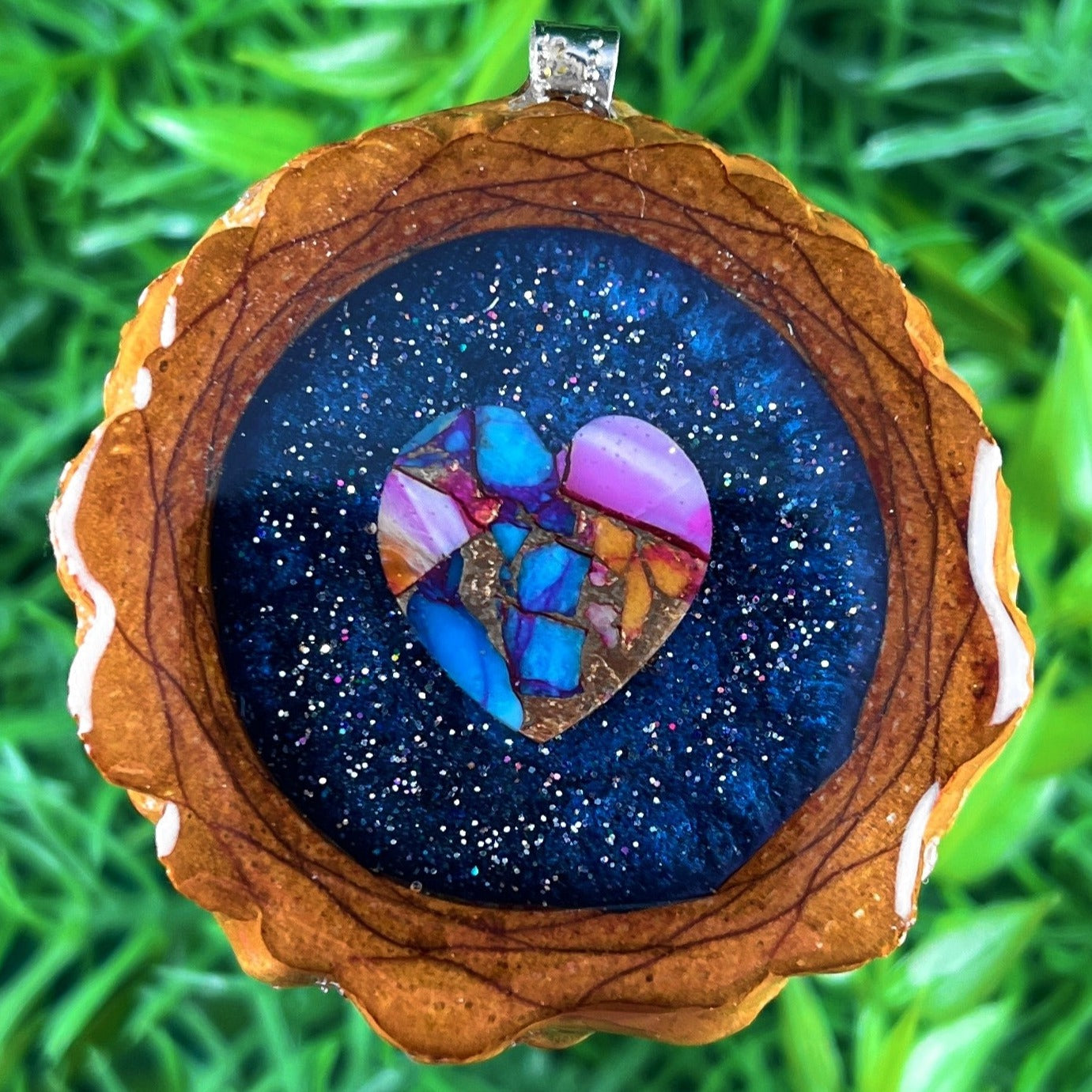 Galaxy with Spiny Oyster Turquoise Heart